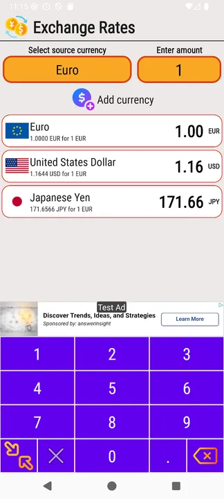 Exchange Rates screenshot 1