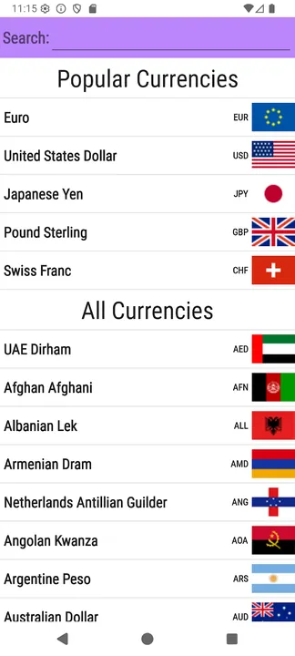 Exchange Rates screenshot 2