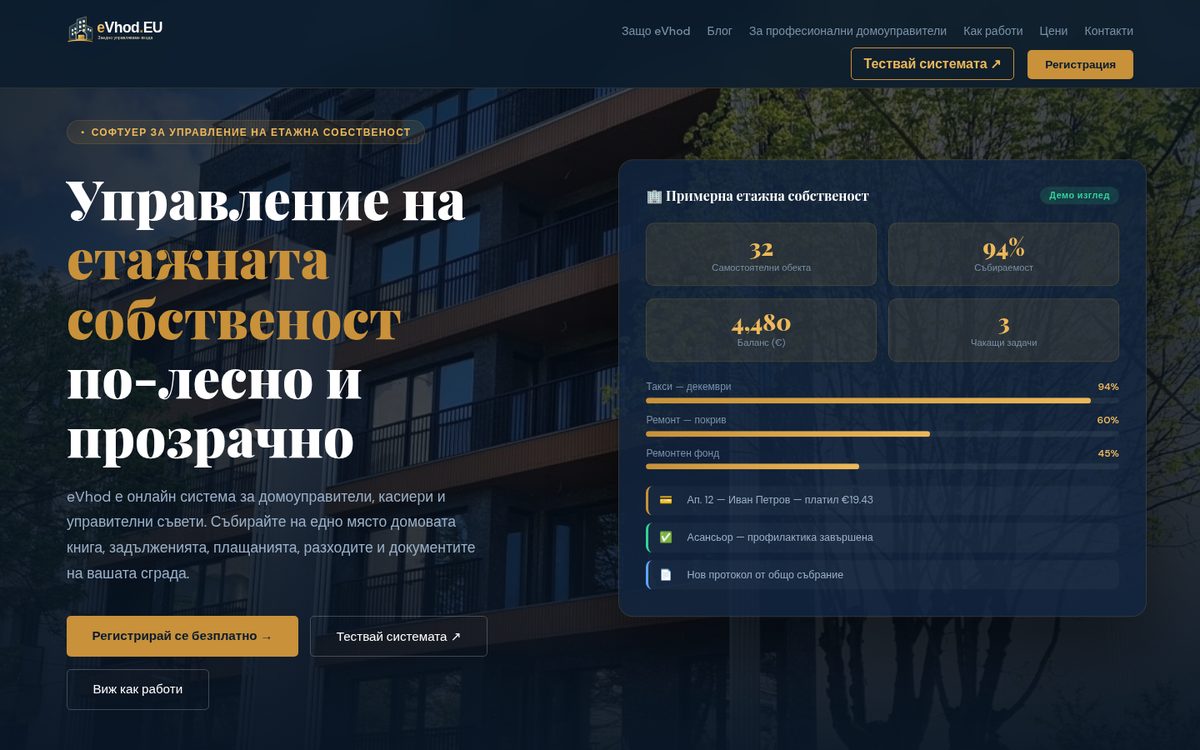 eVhod.EU property management software – home page